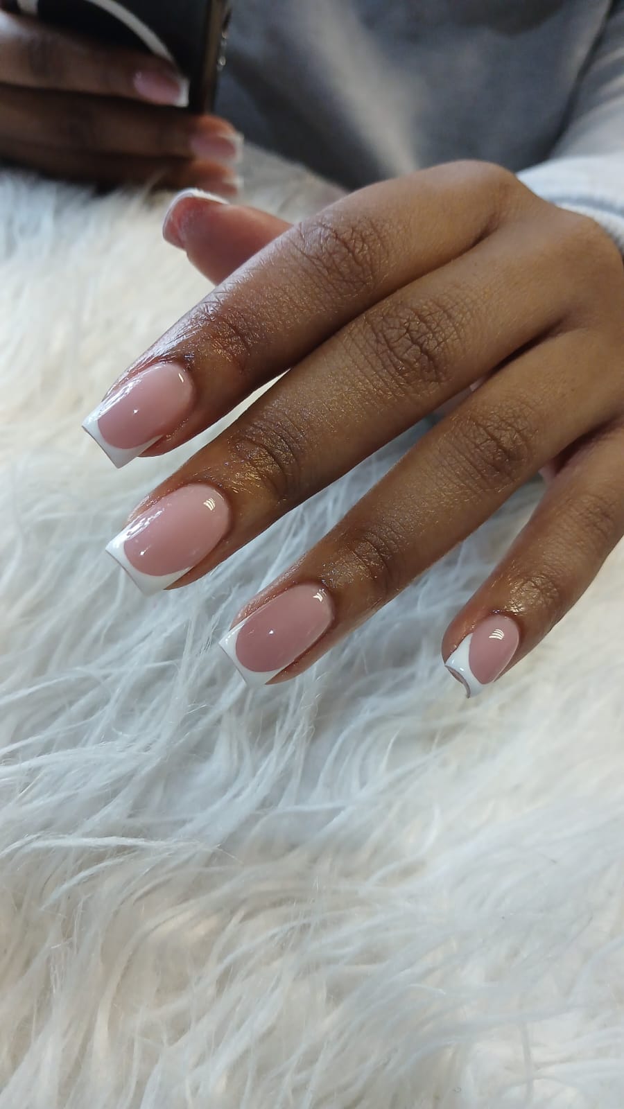 Classic white French tip square nails